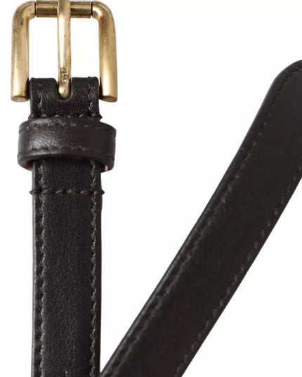Dolce & Gabbana Dark Brown Leather Gold Metal Buckle Women Belt