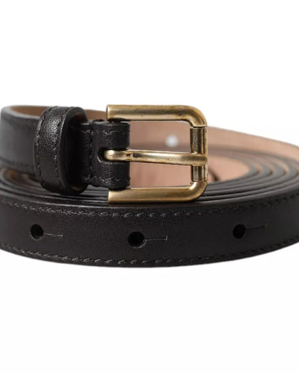 Dolce & Gabbana Dark Brown Leather Gold Metal Buckle Women Belt