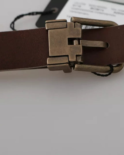 Dolce & Gabbana Cream Beige Gold Buckle Waist Leather Belt