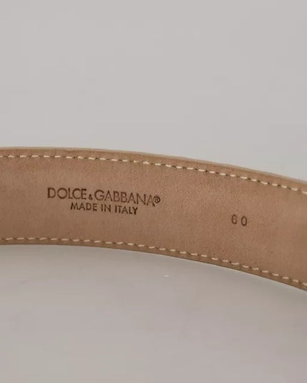 Dolce & Gabbana Beige Leather Crystal Buckle Women Belt