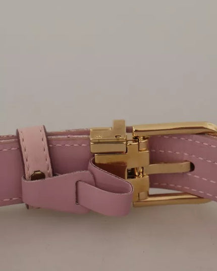 Dolce & Gabbana Pink Jaquard Embroidered Gold Tone Metal Buckle Belt
