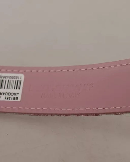 Dolce & Gabbana Pink Jaquard Embroidered Gold Tone Metal Buckle Belt