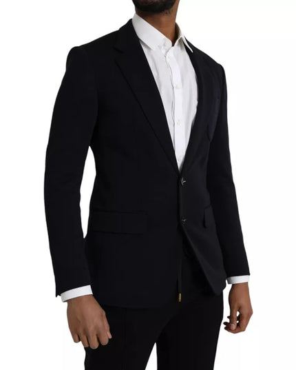 Dolce & Gabbana Blue Wool Notch Single Breasted Coat Blazer