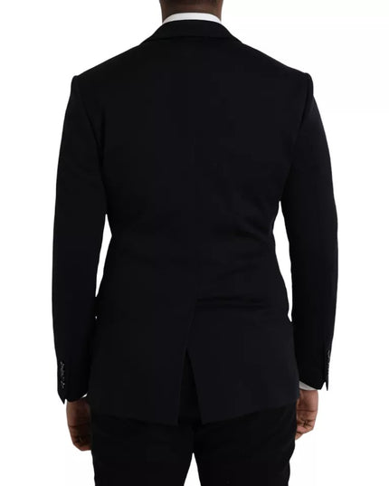 Dolce & Gabbana Blue Wool Notch Single Breasted Coat Blazer