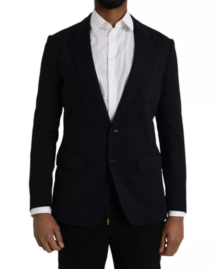 Dolce & Gabbana Blue Wool Notch Single Breasted Coat Blazer