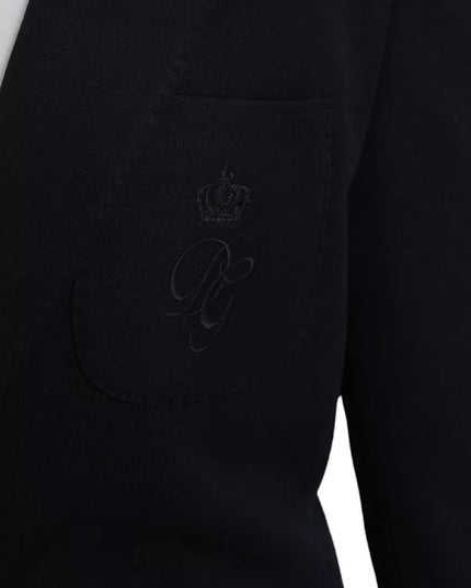Dolce & Gabbana Blue Wool Notch Single Breasted Coat Blazer