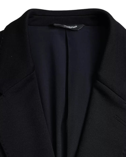 Dolce & Gabbana Blue Wool Notch Single Breasted Coat Blazer