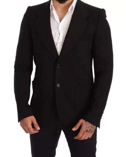 Dolce & Gabbana Black Wool Slim Fit Coat Jacket Blazer