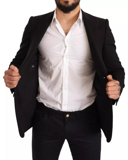Dolce & Gabbana Black Wool Slim Fit Coat Jacket Blazer