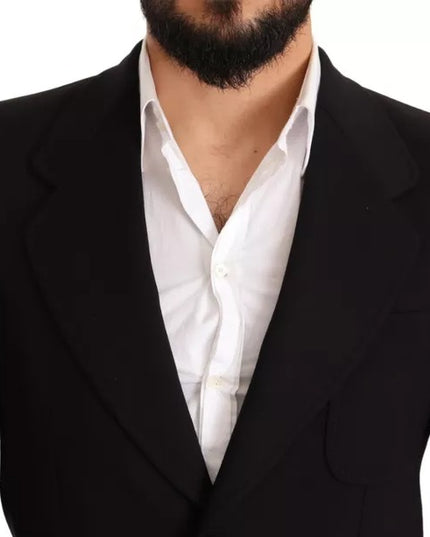 Dolce & Gabbana Black Wool Slim Fit Coat Jacket Blazer