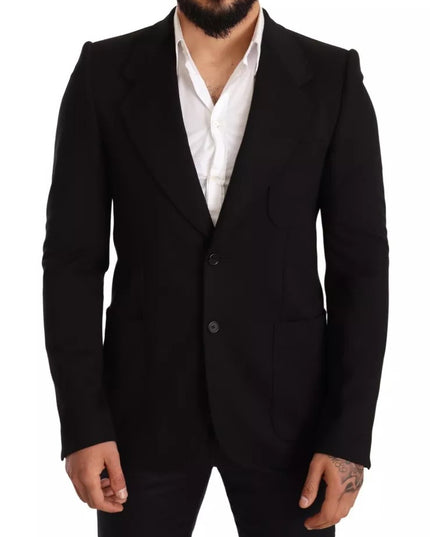 Dolce & Gabbana Black Wool Slim Fit Coat Jacket Blazer