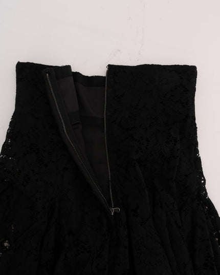 Dolce & Gabbana Black Floral Cutout Lace A-Line Skirt
