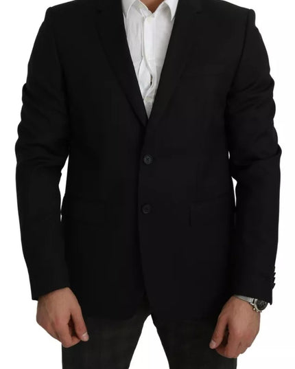 Dolce & Gabbana Black Wool Slim Fit Notch Jacket Blazer