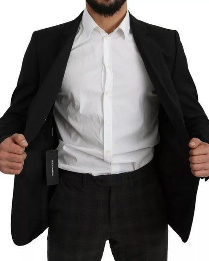 Dolce & Gabbana Black Wool Slim Fit Notch Jacket Blazer