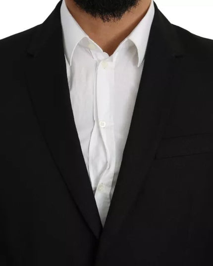 Dolce & Gabbana Black Wool Slim Fit Notch Jacket Blazer