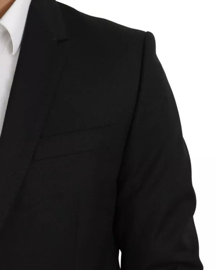 Dolce & Gabbana Black Wool Slim Fit Notch Jacket Blazer