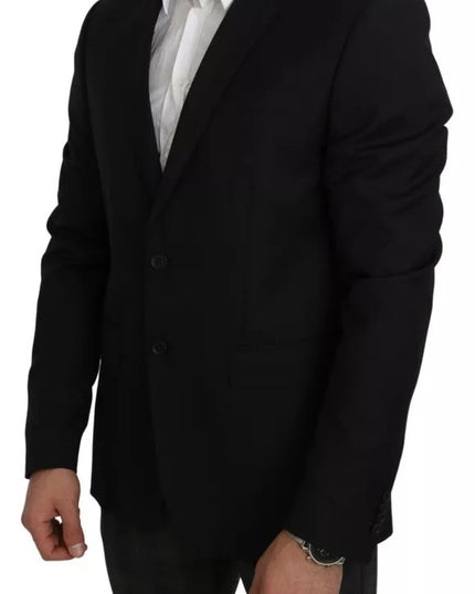 Dolce & Gabbana Black Wool Slim Fit Notch Jacket Blazer