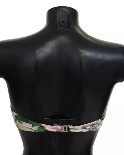 Dolce & Gabbana Pink Floral Print Swimsuit Beachwear Bikini Top
