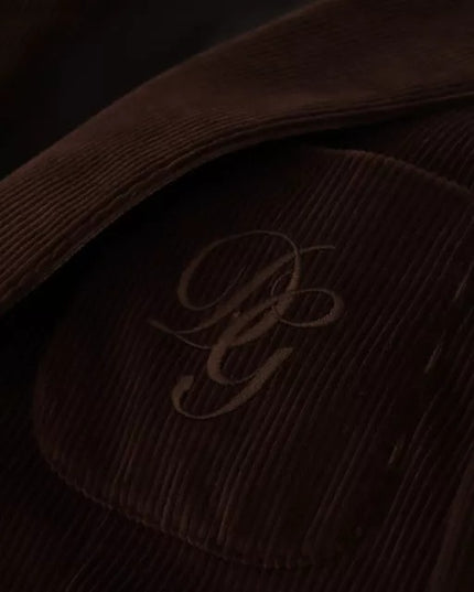 Dolce & Gabbana Brown Corduroy Slim Fit Coat DG Logo Blazer