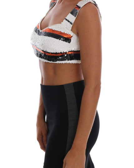 Dolce & Gabbana Multicolor Sequined Stretch Bustier Top