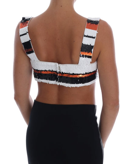 Dolce & Gabbana Multicolor Sequined Stretch Bustier Top