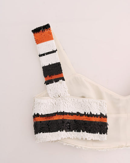 Dolce & Gabbana Multicolor Sequined Stretch Bustier Top