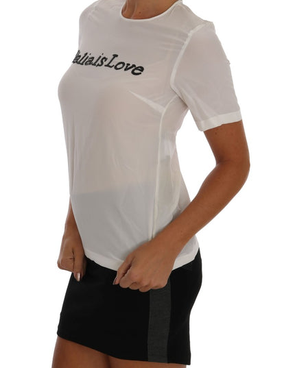 Dolce & Gabbana White Silk ITALIA IS LOVE Blouse T-shirt