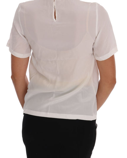 Dolce & Gabbana White Silk ITALIA IS LOVE Blouse T-shirt