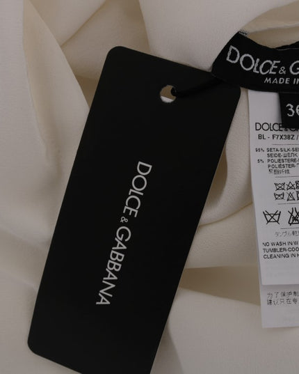 Dolce & Gabbana White Silk ITALIA IS LOVE Blouse T-shirt