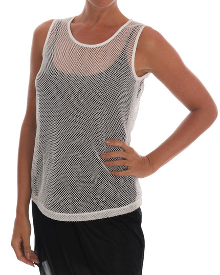 Dolce & Gabbana White Net Tank Transparent Top