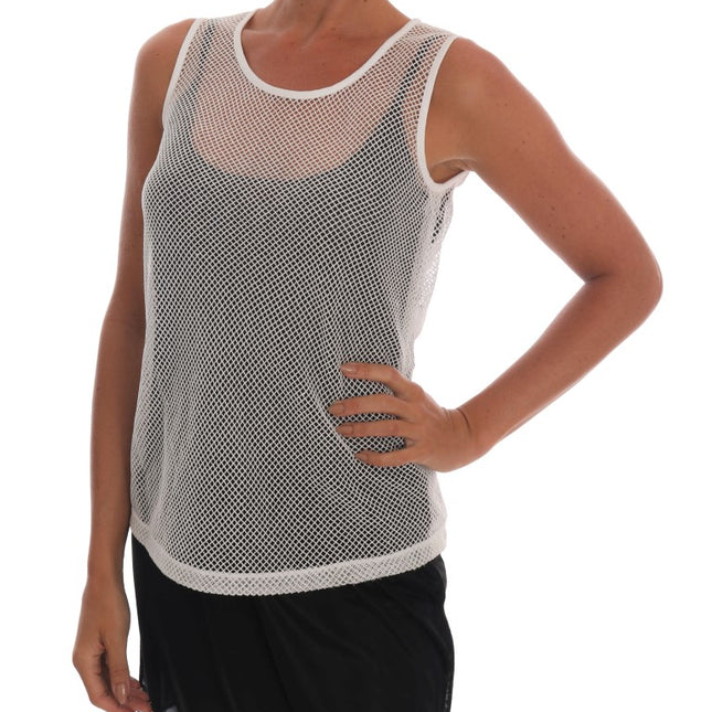 Dolce & Gabbana White Net Tank Transparent Top