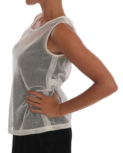 Dolce & Gabbana White Net Tank Transparent Top