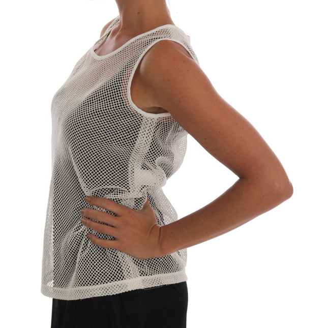 Dolce & Gabbana White Net Tank Transparent Top