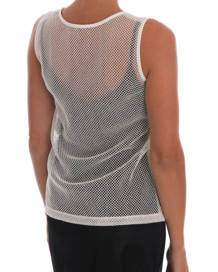 Dolce & Gabbana White Net Tank Transparent Top