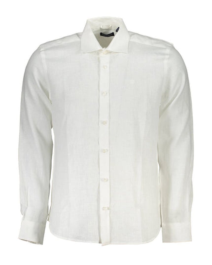 North Sails Elegant White Linen Long-Sleeved Shirt