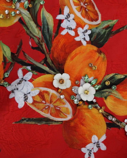Dolce & Gabbana Orange Print Crystal-Embellished Blouse