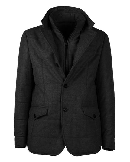 Made in Italy Black Wool Men's Jacket with Cashmere Touch