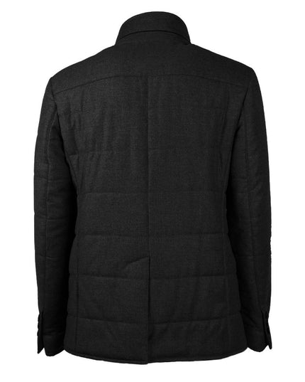 Made in Italy Black Wool Men's Jacket with Cashmere Touch