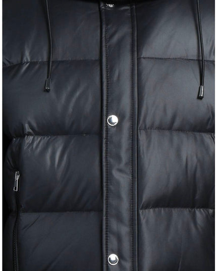 Aquascutum Black Polyester Men Jacket with Removable Hood