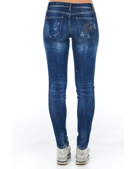 Frankie Morello Blue Cotton Women Jeans