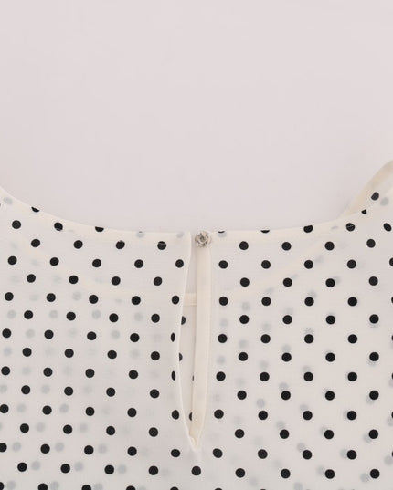 Dolce & Gabbana White Polka Dotted Silk T-shirt Top