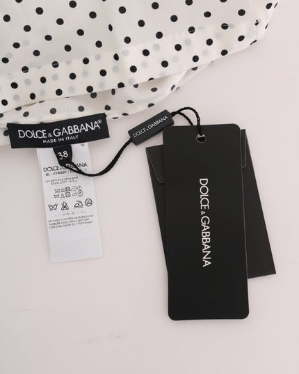 Dolce & Gabbana White Polka Dotted Silk T-shirt Top