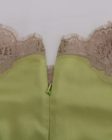 Dolce & Gabbana Green Silk Stretch Blouse Top