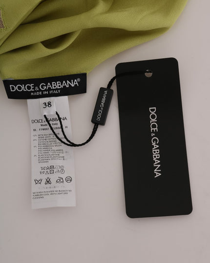 Dolce & Gabbana Green Silk Stretch Blouse Top