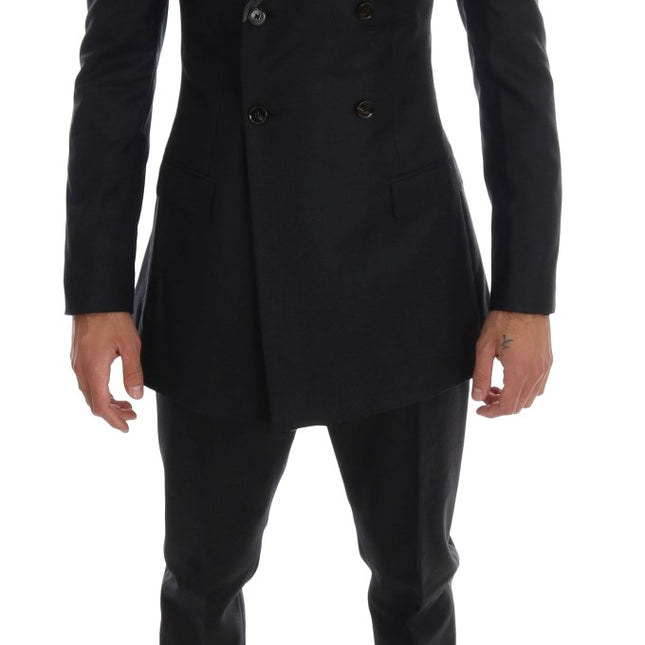 Dolce & Gabbana Gray Wool Double Breasted 3 Piece Suit