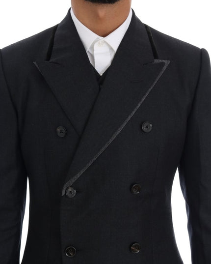 Dolce & Gabbana Gray Wool Double Breasted 3 Piece Suit