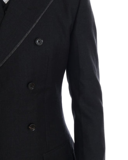Dolce & Gabbana Gray Wool Double Breasted 3 Piece Suit