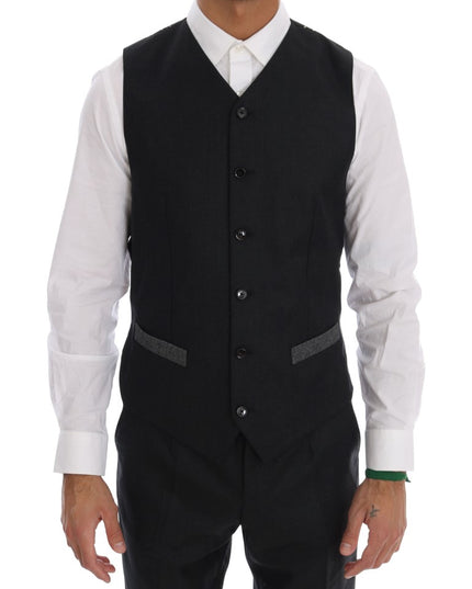 Dolce & Gabbana Gray Wool Double Breasted 3 Piece Suit