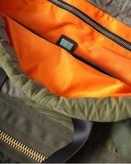 Dolce & Gabbana Military Green Patchwork Rucksack Backpack Bag