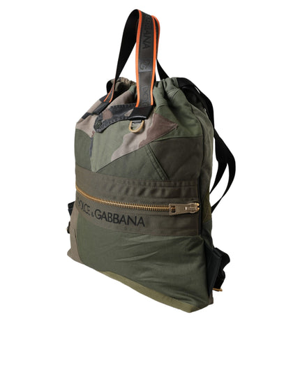 Dolce & Gabbana Military Green Patchwork Rucksack Backpack Bag